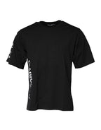 Dolce & Gabbana Black Logo Print Cotton Men Crew Neck T-shirt