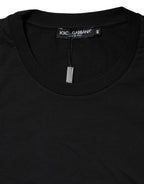 Dolce & Gabbana Black Logo Print Cotton Men Crew Neck T-shirt