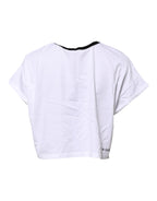 Authentic Designer Dolce & Gabbana White Cotton Crew Neck Cropped Top T-shirt