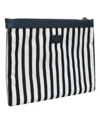 Dolce & Gabbana Black White Striped Logo Plaque Clutch Borse Pouch Bag