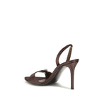 Giuseppe Zanotti Brown Silk Stiletto Heel Sandals