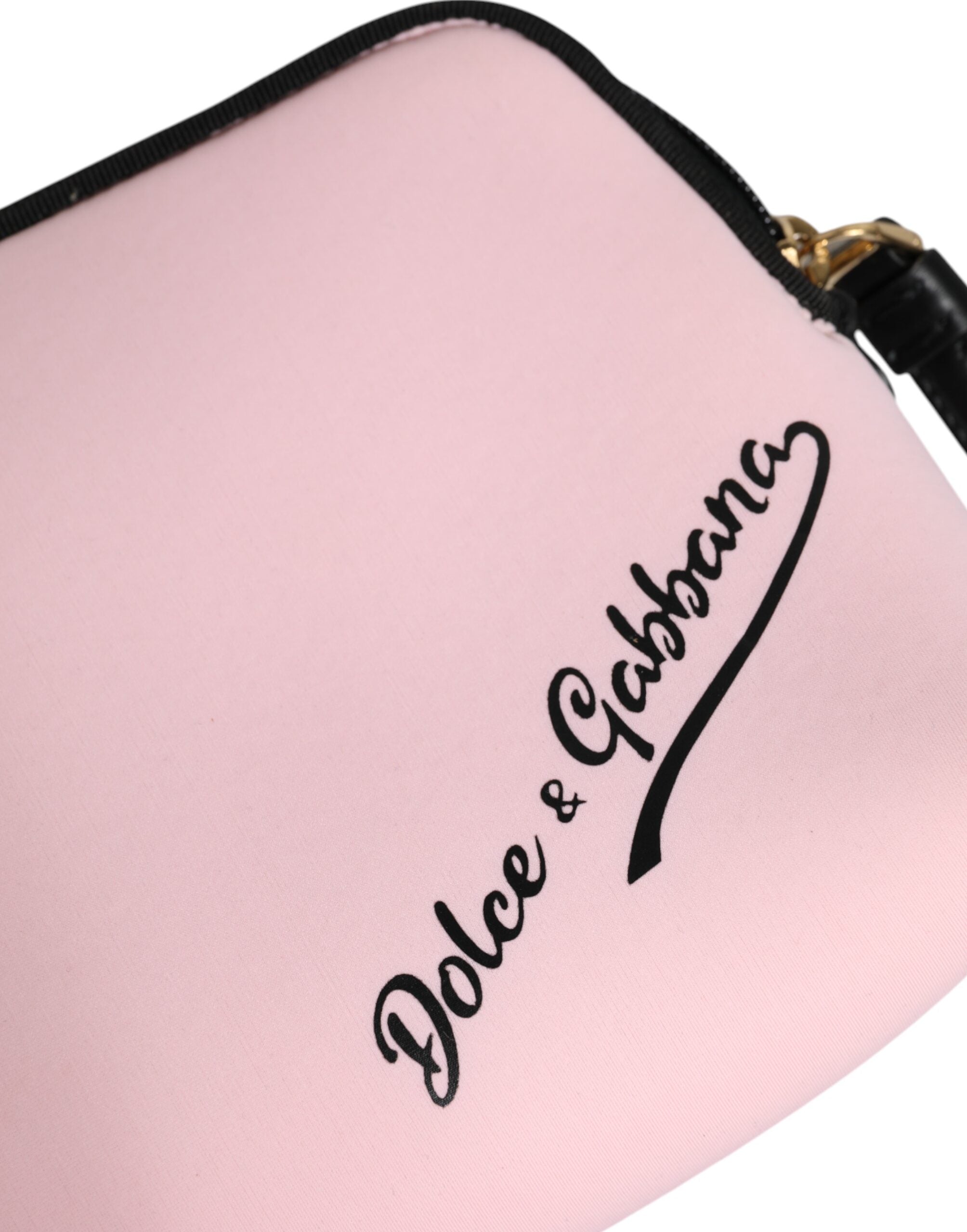 Dolce & Gabbana Pink Solid Nylon DG Logo Print Clutch Zip Borse Pouch Bag