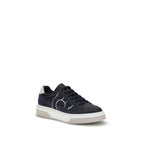 Ferragamo Blue Calf Leather Bos Taurus Low Top Sneakers