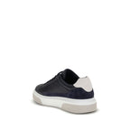 Ferragamo Blue Calf Leather Bos Taurus Low Top Sneakers