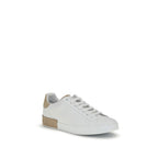 Dolce & Gabbana White Calf Leather Bos Taurus Low Top Sneakers