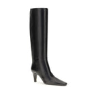 Saint Laurent Black Leather High Heel Boots