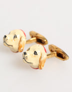 Dolce & Gabbana Brass Gold Tone Dog Puppy Men's Accessories Cufflink