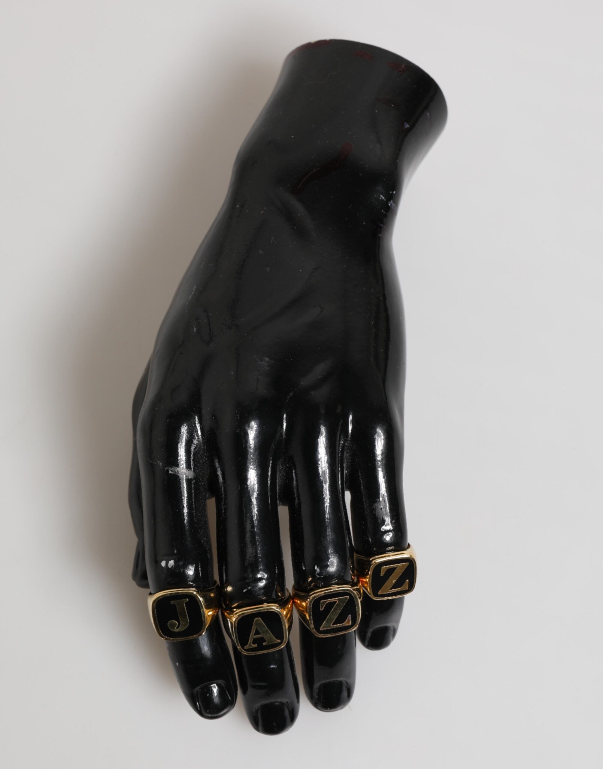 Dolce & Gabbana Gold Tone Brass JAZZ Letter Set 4 Pieces Adjustable Ring