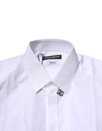 Dolce & Gabbana White Cotton GOLD Long Sleeves Formal Shirt
