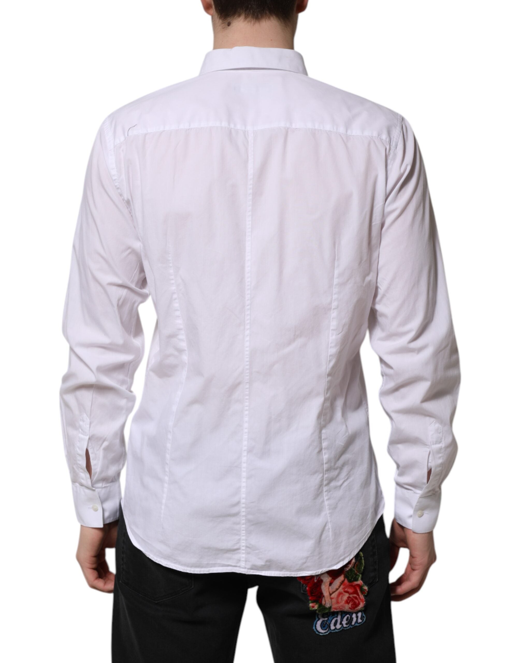 Dolce & Gabbana White Cotton STAFF Long Sleeves Forma Shirt