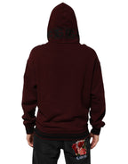 Dolce & Gabbana Burgundy Cotton Plaid Lined Men Hoodie Sweater