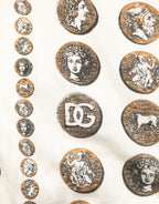 Dolce & Gabbana Silk Ivory Coin Print Logo Men Polo T-shirt