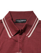 Dolce & Gabbana Cotton Burgundy Striped DG Logo Polo  T-shirt
