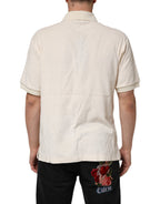 Dolce & Gabbana Ivory Cotton Terry Logo Pocket Polo T-shirt