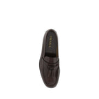 Prada Brown Calf Leather Bos Taurus Slip-On Loafers