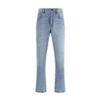Fendi Light Blue Cotton Straight-Leg Jeans