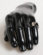 Dolce & Gabbana Silver Tone Pyramid DG Logo Real Brass Ring