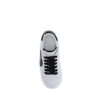 Dolce & Gabbana White Calf Leather Bos Taurus Low Top Sneakers