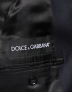 Dolce & Gabbana Dark Blue Wool Men Jacket Coat Blazer Suit