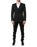 Dolce & Gabbana Black 3 Piece Brocade Jacquard Suit MARTINI