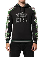Dolce & Gabbana KING Black Orchid Floral Crown Logo Hoodie Sweater