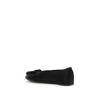 Ferragamo Black Calf Leather Bos Taurus Ballet Flats