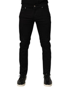Dolce & Gabbana Black Cotton Blend Skinny Men Trouser Pants