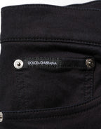 Dolce & Gabbana Black Cotton Blend Skinny Men Trouser Pants