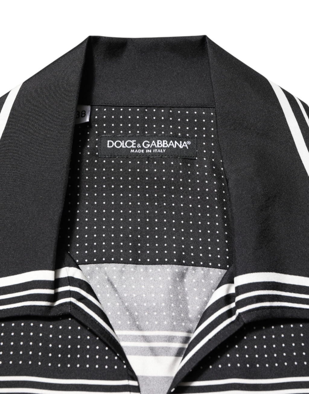Dolce & Gabbana Black White StripeDot Print Casual Polo Shirt