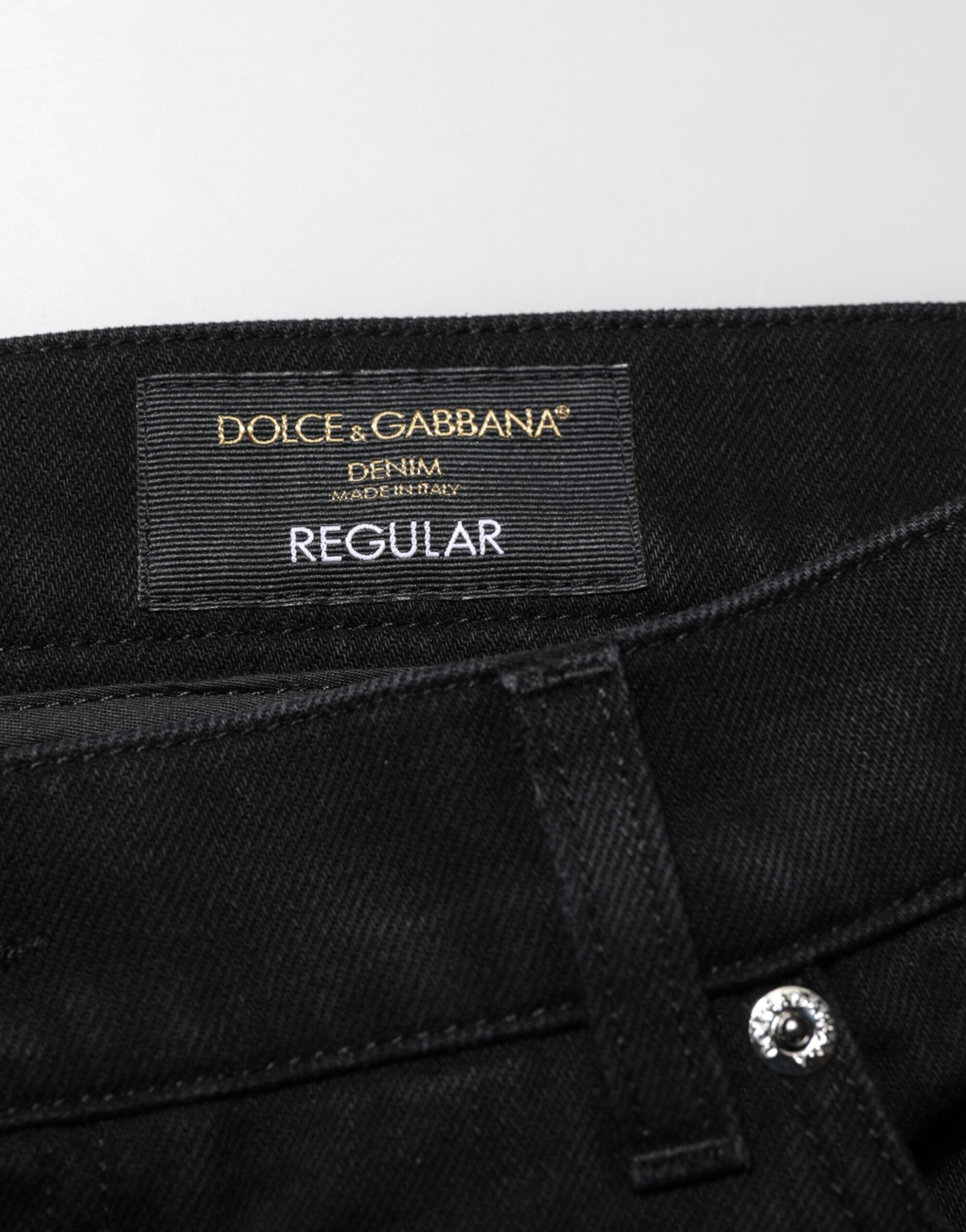 Dolce & Gabbana Black Cotton Regular Denim Men Trouser Jeans
