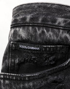 Dolce & Gabbana Black Washed Ripped Loose Cotton Denim Jeans
