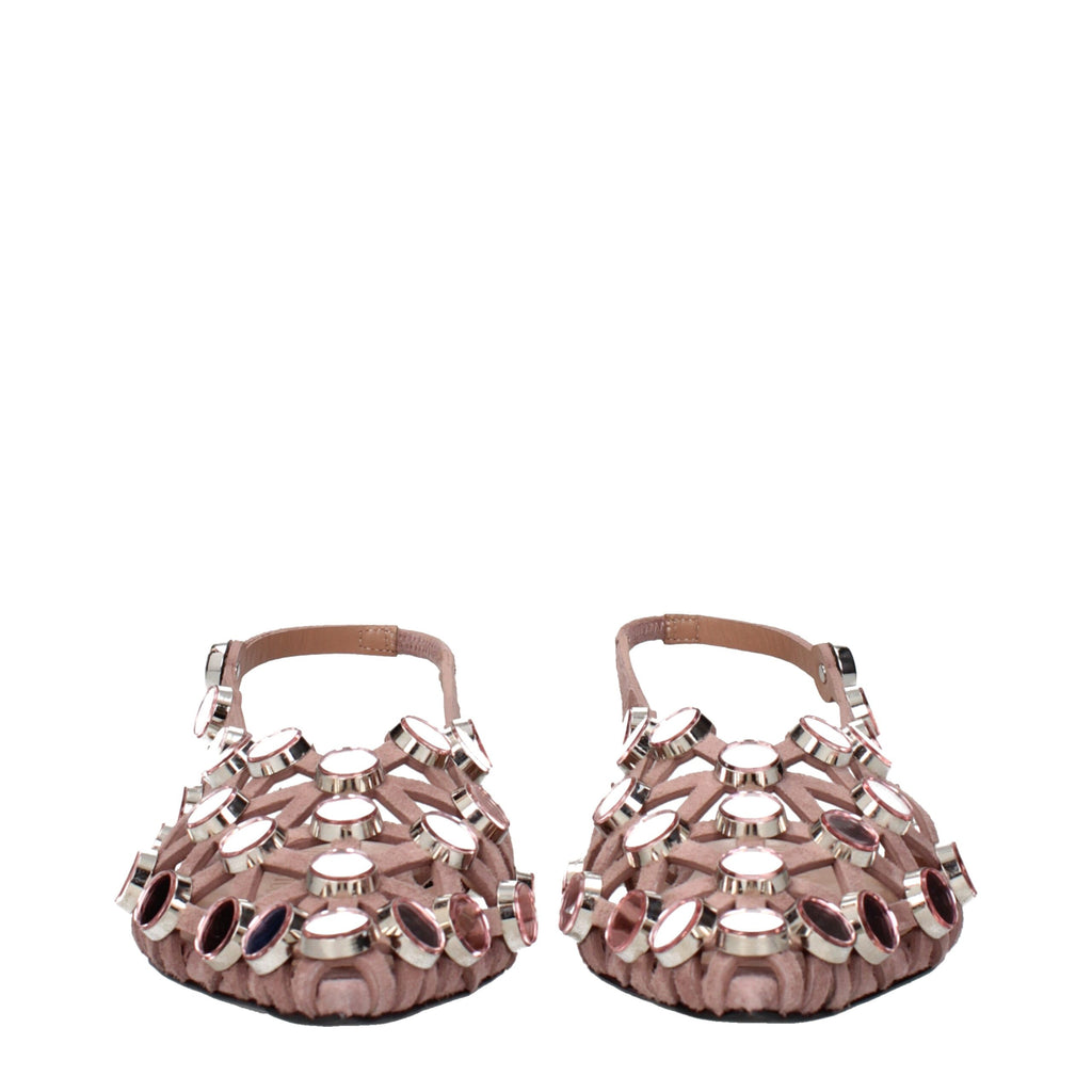 The Attico Pink Leather Ballet Flats