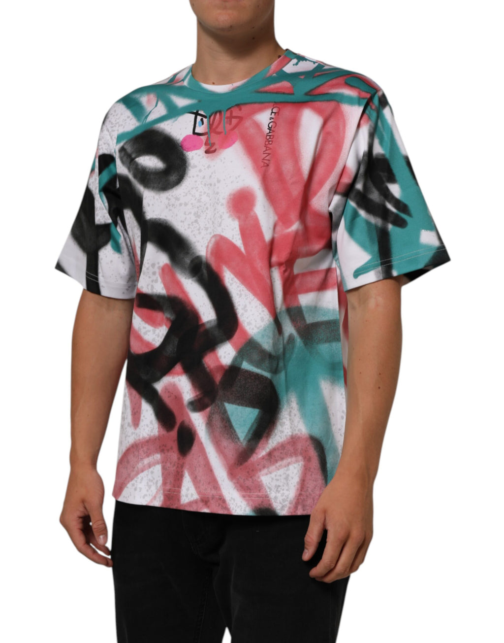Dolce & Gabbana White Graffiti Crew Neck Short Sleeves T-shirt