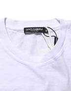 Dolce & Gabbana White Graphic Print Cotton Crew Neck T-shirt