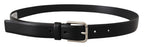 Dolce & Gabbana Black Calf Leather Silver Tone Logo Buckle Belt