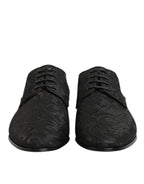 Dolce & Gabbana Black Brocade Lace Up Derby Men Dress Shoes