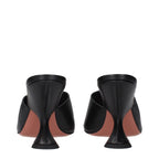 Amina Muaddi Black Leather Stiletto Heel Sandals