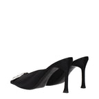 Amina Muaddi Black Satin High Heel Pumps