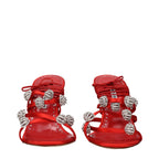 Manolo Blahnik Red Satin Stiletto Heel Sandals