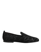 Dolce & Gabbana Black Brocade Loafers Slip On Men Dress Shoes