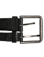 Dolce & Gabbana Black Double Strap Leather Silver Buckle Belt