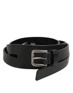 Dolce & Gabbana Black Double Strap Leather Gold Buckle Belt
