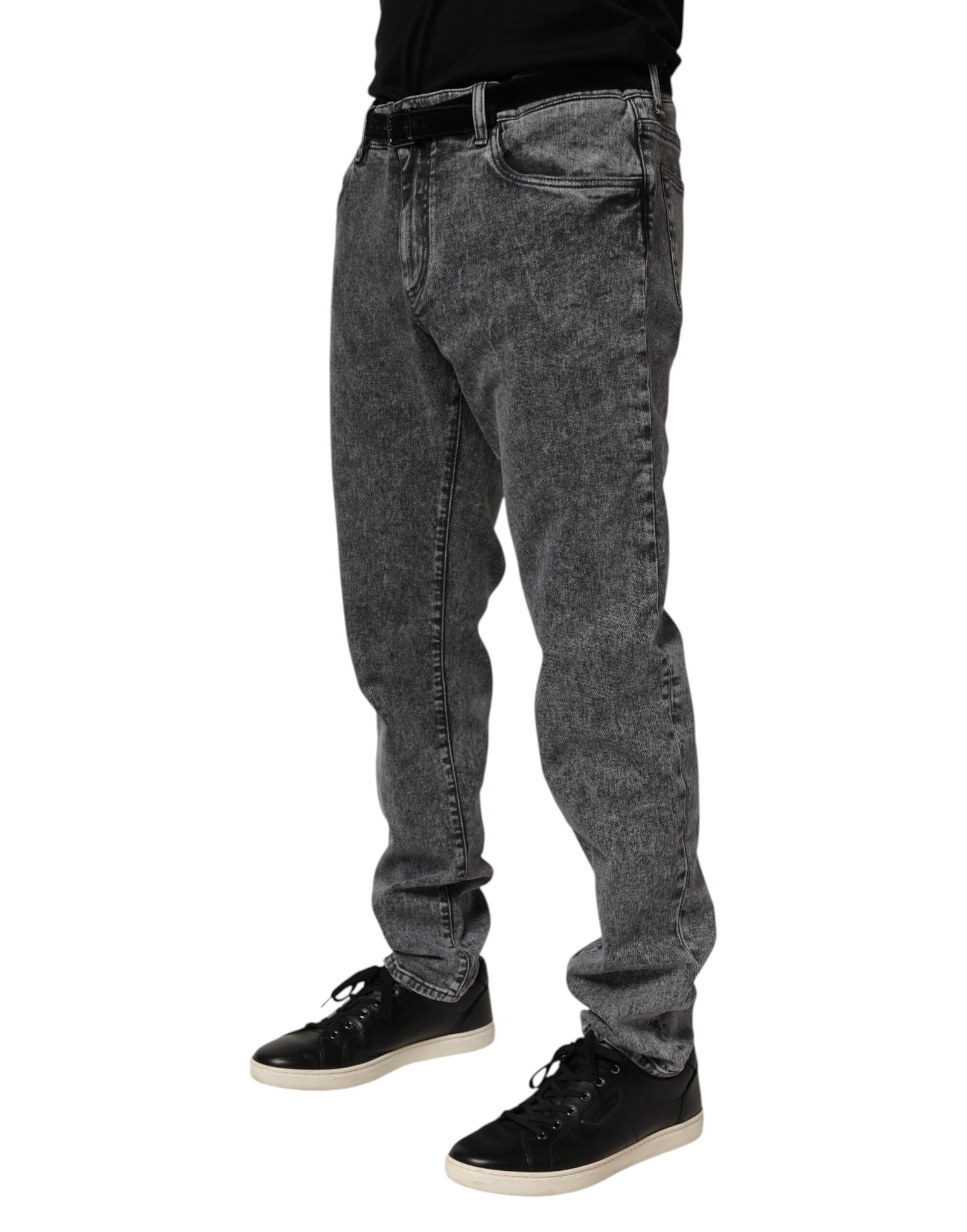 Dolce & Gabbana Gray Cotton Slim Fit Denim Trouser Jeans