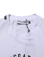 Dolce & Gabbana White Cotton Logo Print Crew Neck T-shirt