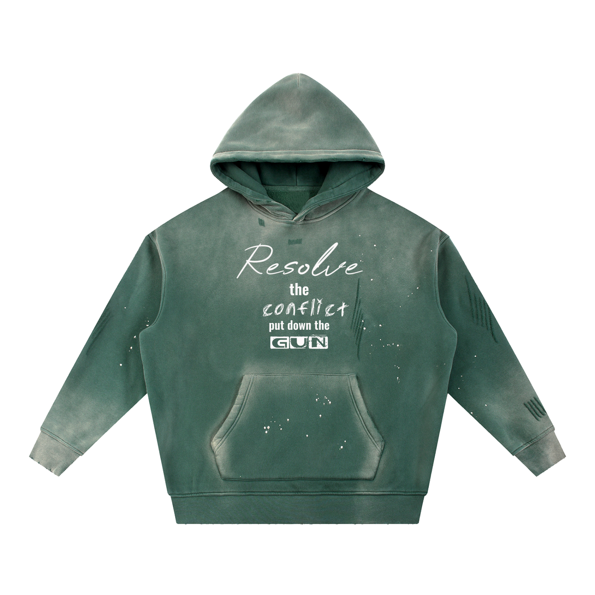 Vintage Washed Frayed Fleece Hoodie
