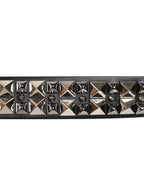 Dolce & Gabbana Black Calf Leather Studded Silver Buckle Belt