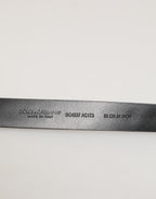 Dolce & Gabbana Black Leather Studded Silver-Tone Buckle Belt