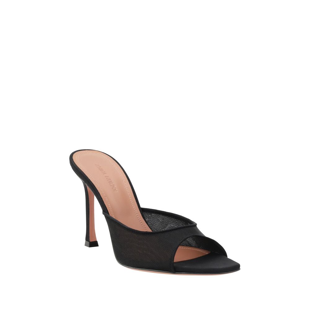Amina Muaddi Black Fabric Stiletto Heel Sandals