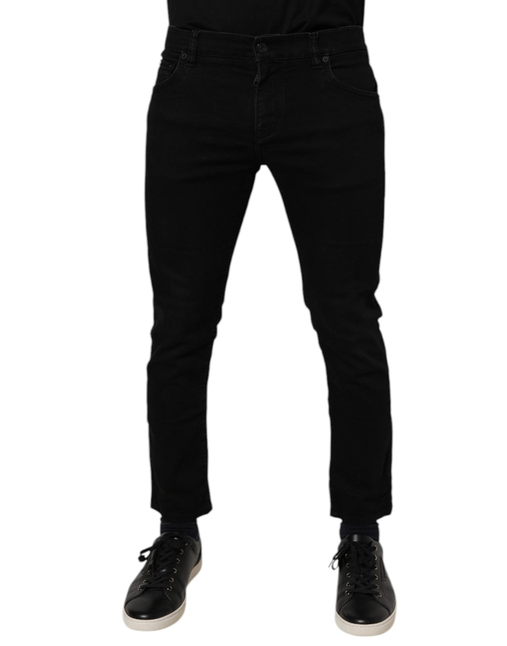 Authentic Designer Authentic Designer Dolce & Gabbana Black Cotton Stretch Skinny Men Denim Jeans