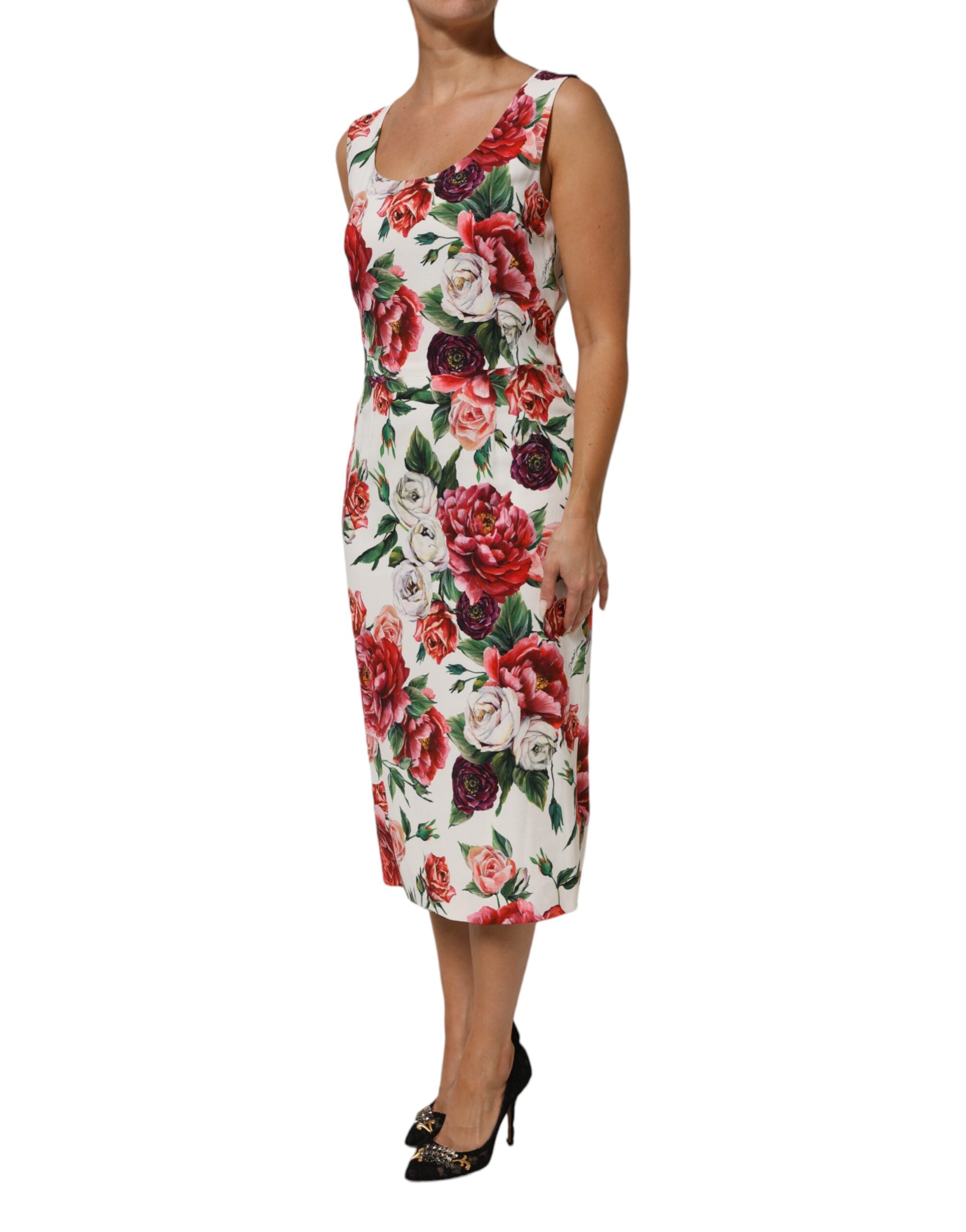 Dolce & Gabbana Multicolor Floral Print Viscose Sheath Dress